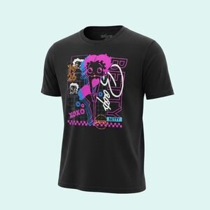 Betty Boop Fleischer Studios Men's Black Graphic T-Shirt XXL 1926 Neon Art